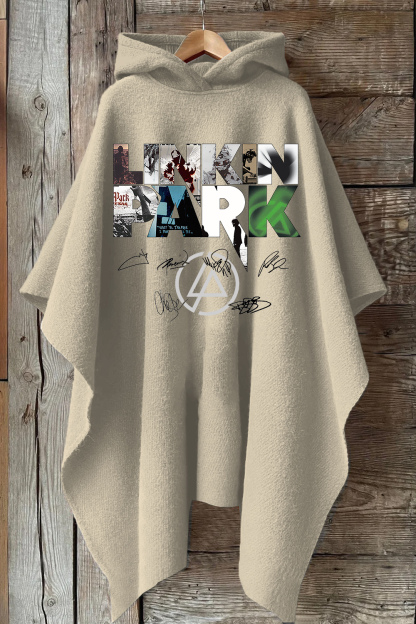 L P Albums Hooded Warm Shawl Cape