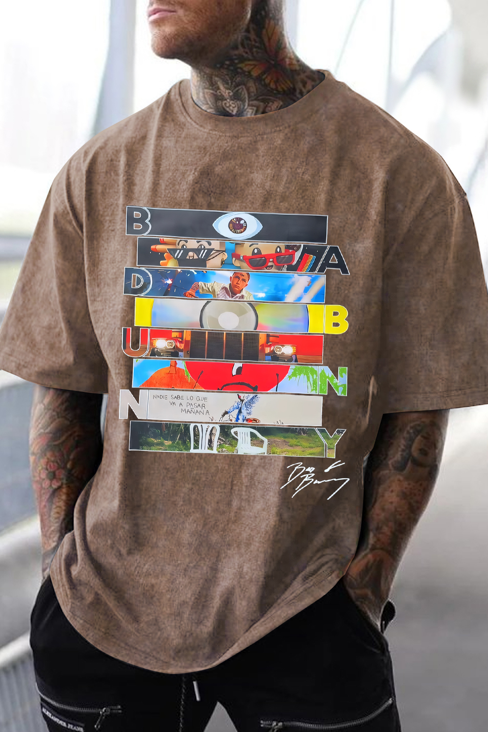 Bad Bunny Signature Washed cotton men's short-sleeved T-shirt