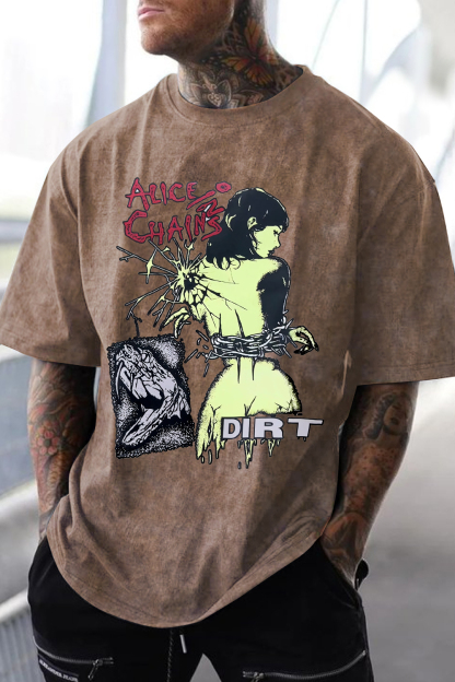 aliceinchains Washed cotton men's short-sleeved T-shirt