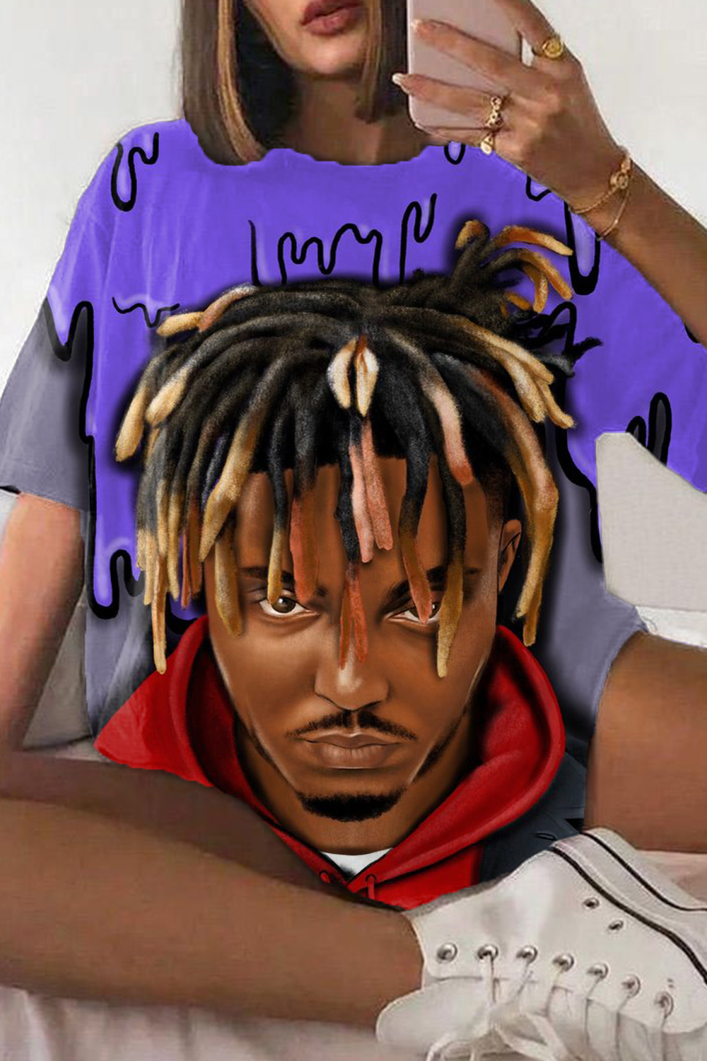 juicewrld cartoon casual personality short-sleeved T-shirt