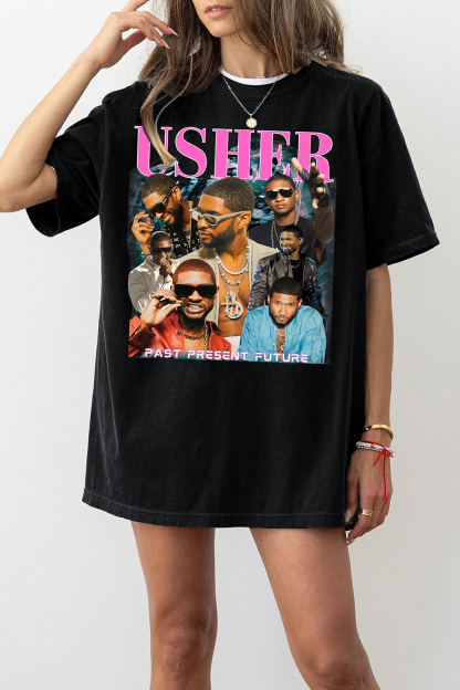 Usher Past Present Future Tour Graphic Tee For Women