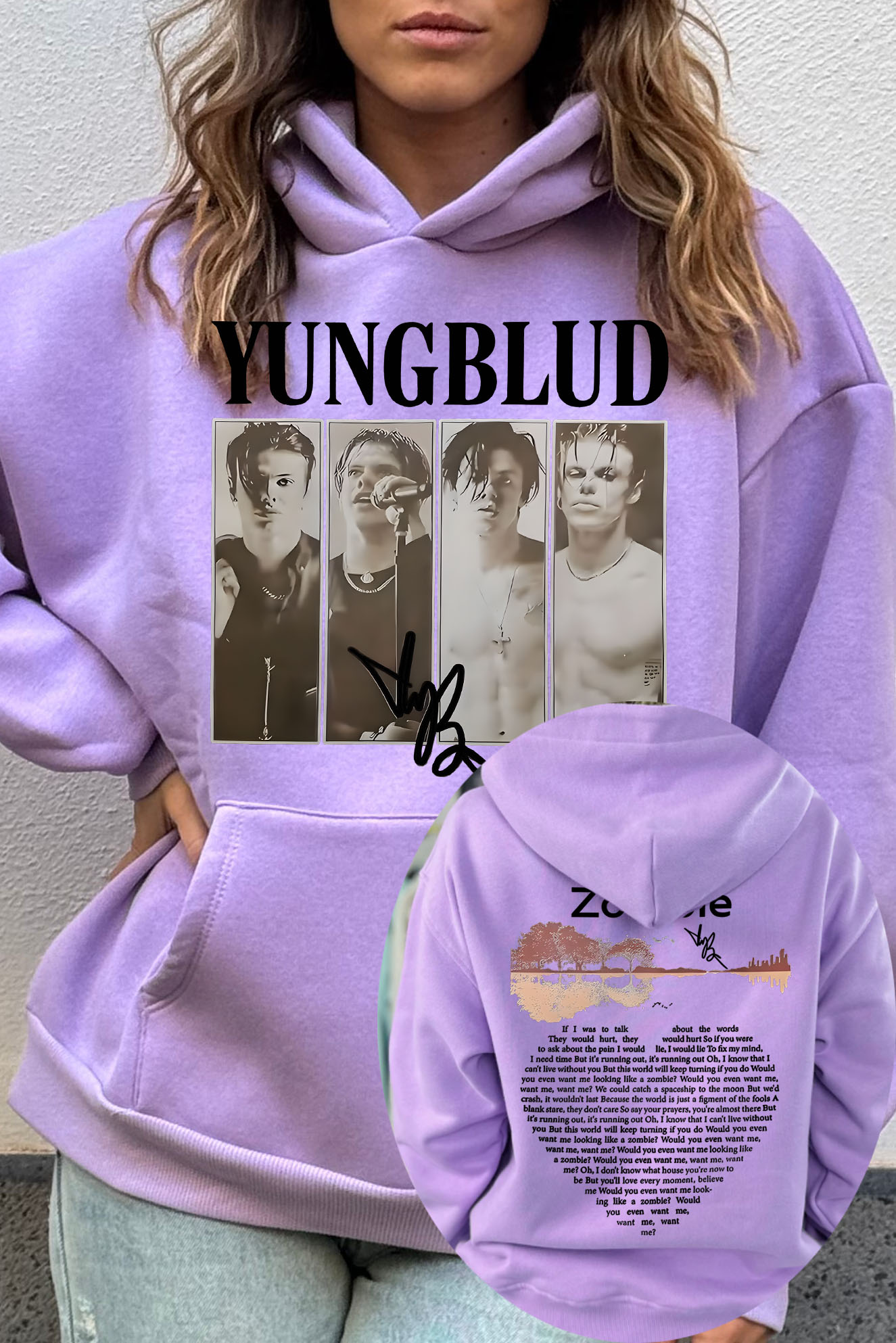 YungBlud Zombie Lyrics Hoodie❤️