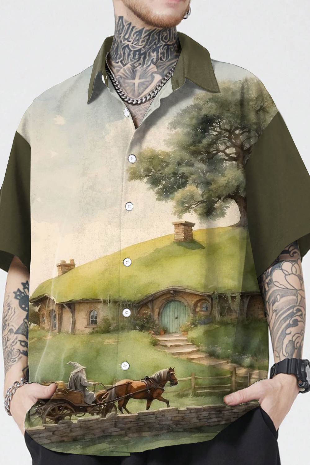 Lord of the Rings Oil Painting Vintage Men's Shirt