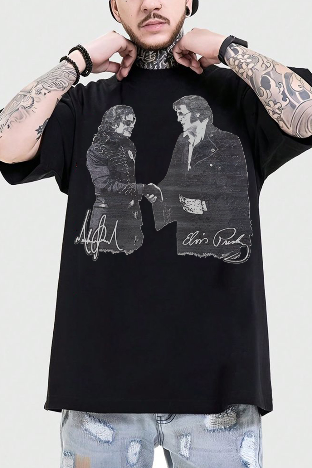 Elvis Presley And Michael Jackson Shake Hand Shirt