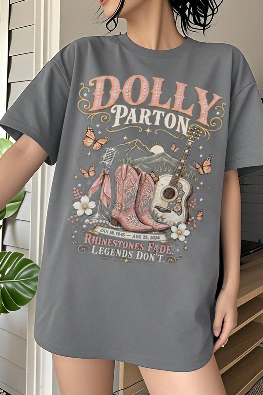 Dolly Parton Western Boots Guitar Tee