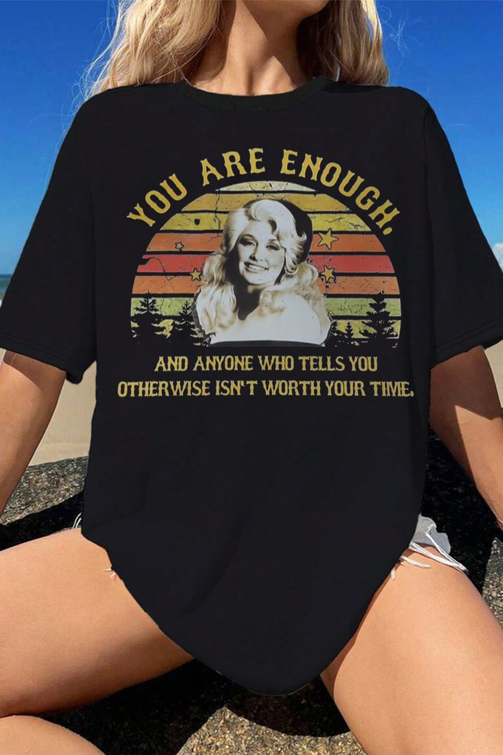 Dolly Parton You Are Enough Vintage Sunset Tee
