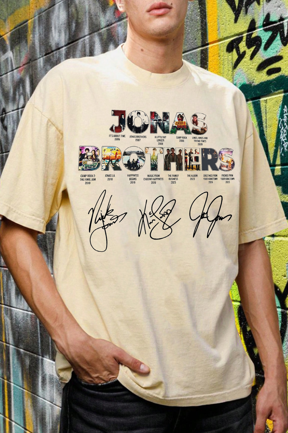 Jonas Brothers Album Collage Signature T-Shirt