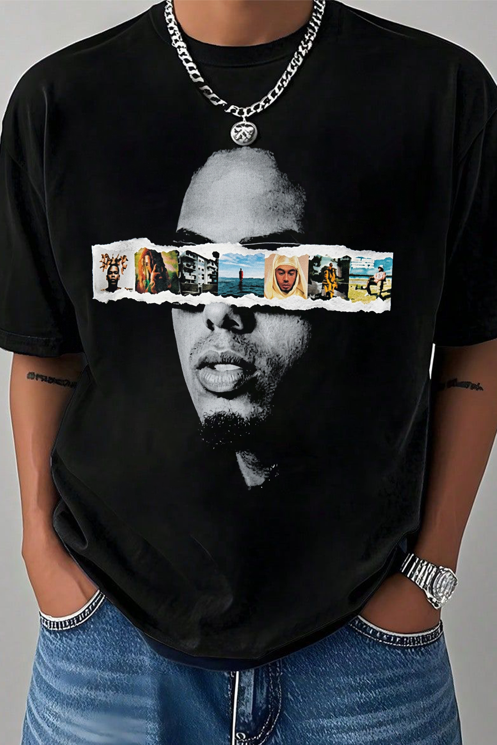 Myke Towers Collage Portrait T-Shirt