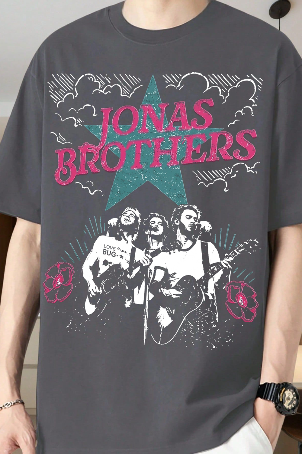 Jonas Brothers Star Flower Vintage Graphic T-Shirt
