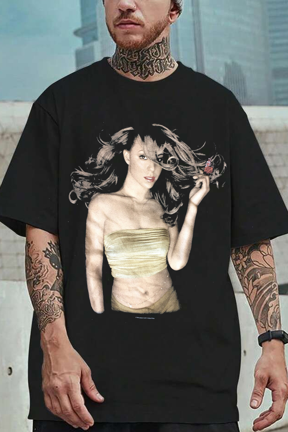 Vintage Mariah Carey Butterfly 1998 Tour Black Cotton Concert T-shirt