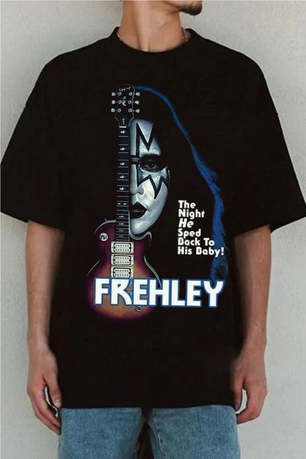 Ace Frehley Print Short-Sleeved T-Shirt