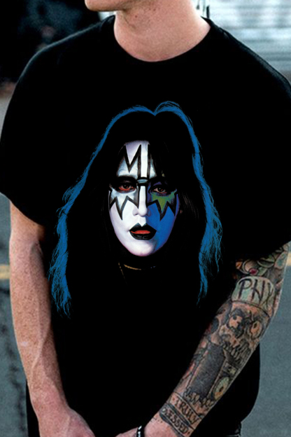 Ace Frehley Rock Print Short-Sleeved T-Shirt