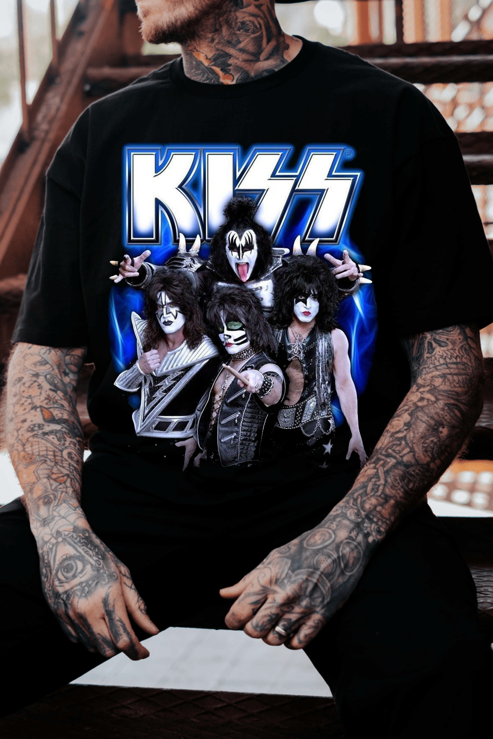 Kiss Band Print Short-Sleeved T-Shirt
