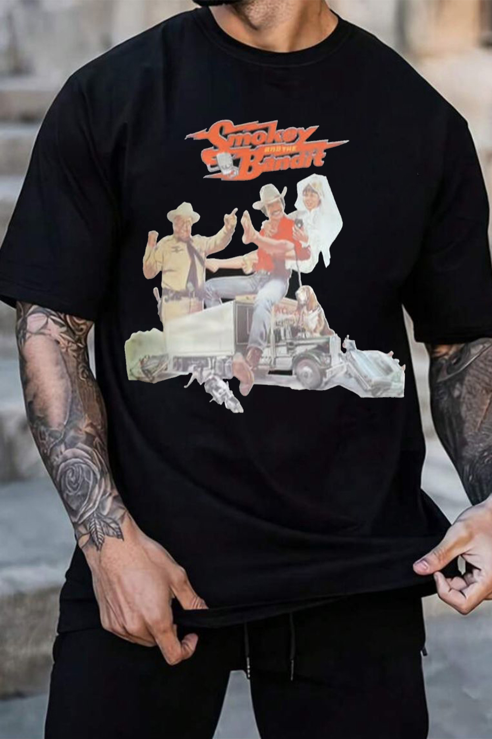 Funny Graphic Movies Tee - Somkey And The Bandit