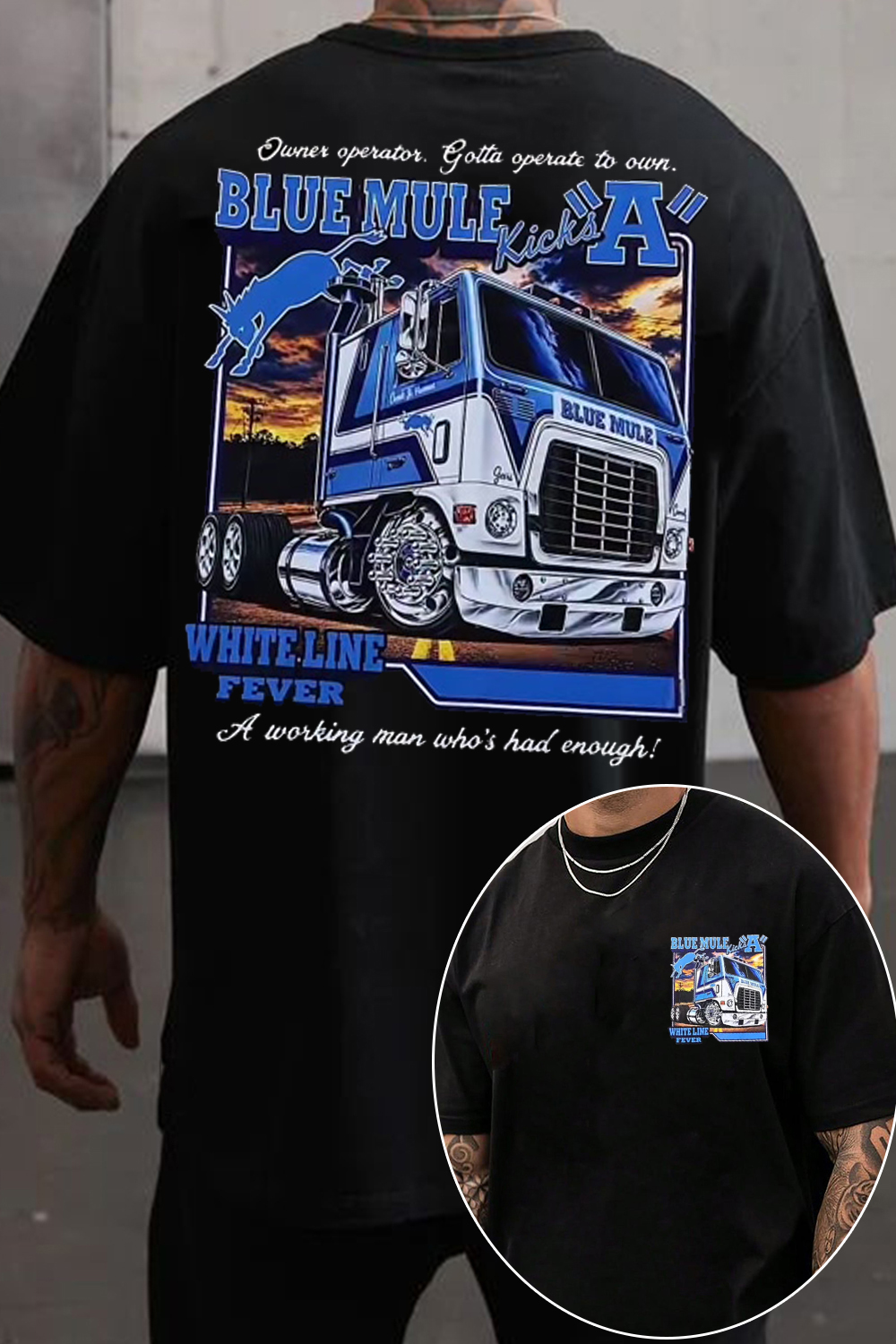 Old-School Truckers Need This Blue Mule Tee
