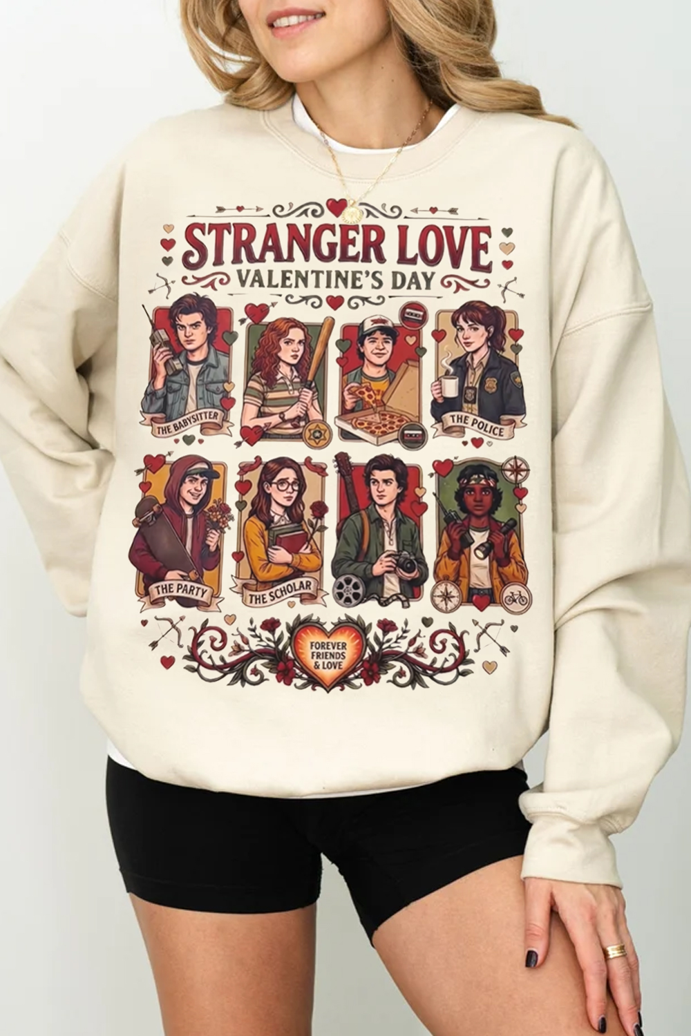 Stranger Valentine Retro 80s Love Hawkins Upside Down Heart Sweatshirt