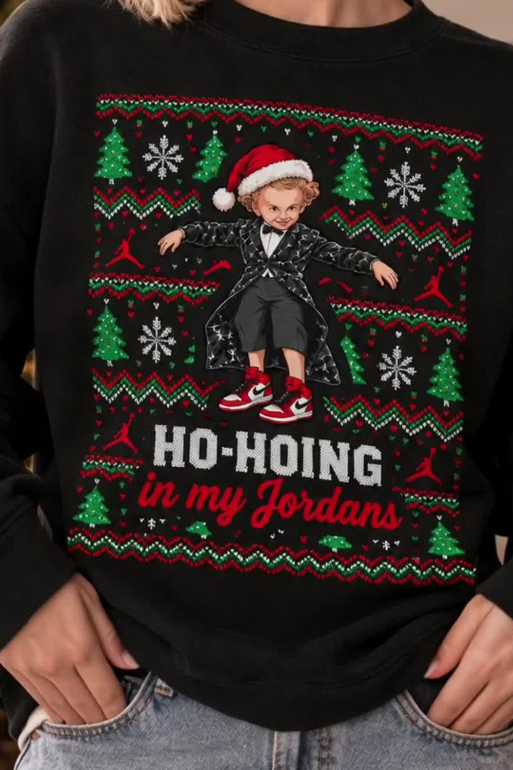 Tiptoeing In My Jordans Christmas Sweatshirt