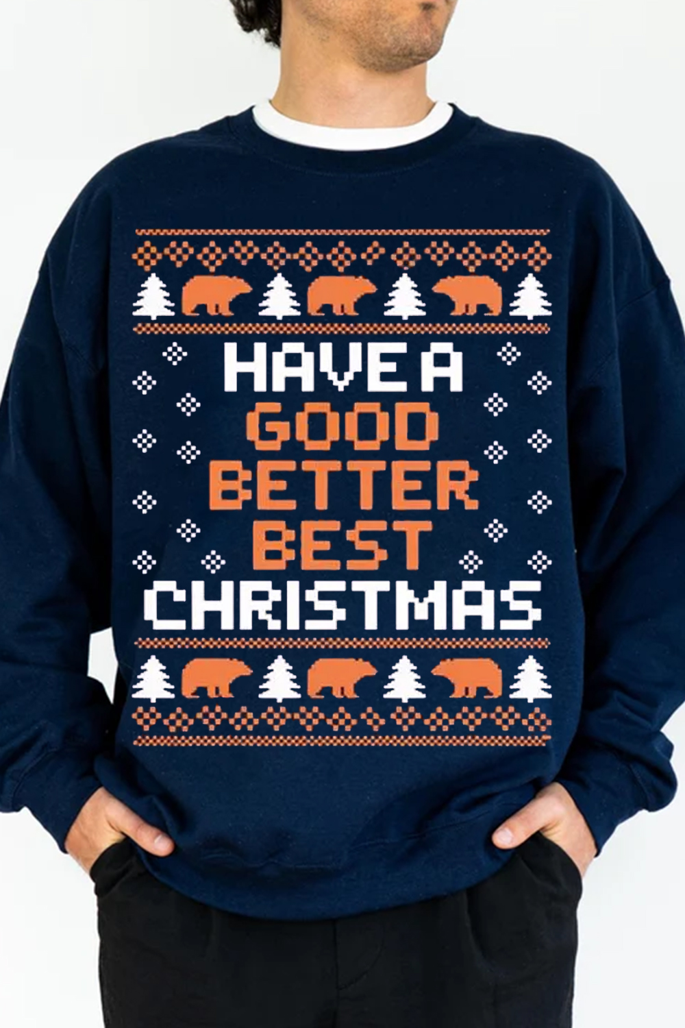 Retro Chicago Football Ugly Pattern Christmas Unisex Sweatshirt