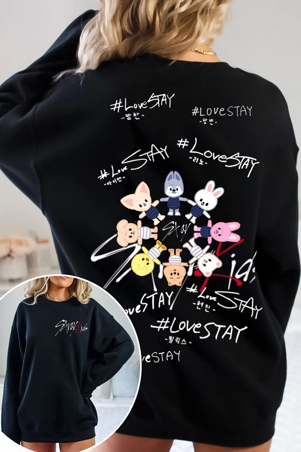 Stray Kids Retro Long-Sleeve Crew Neck Sweatshirt