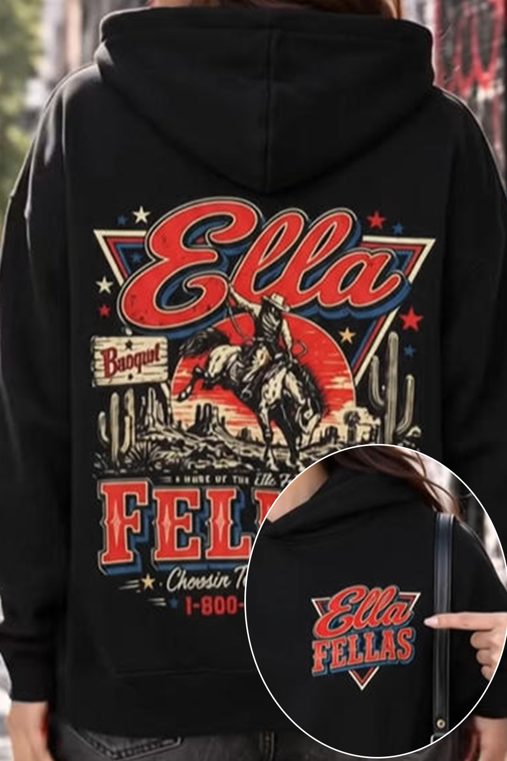 EL Retro Desert Cowboy Graphic Hoodie