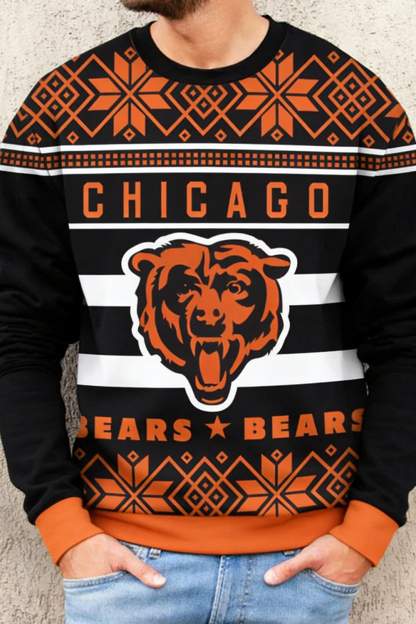Men's football Chicago Bears Logo Navy Football Ugly Christmas Cosplay Sweater