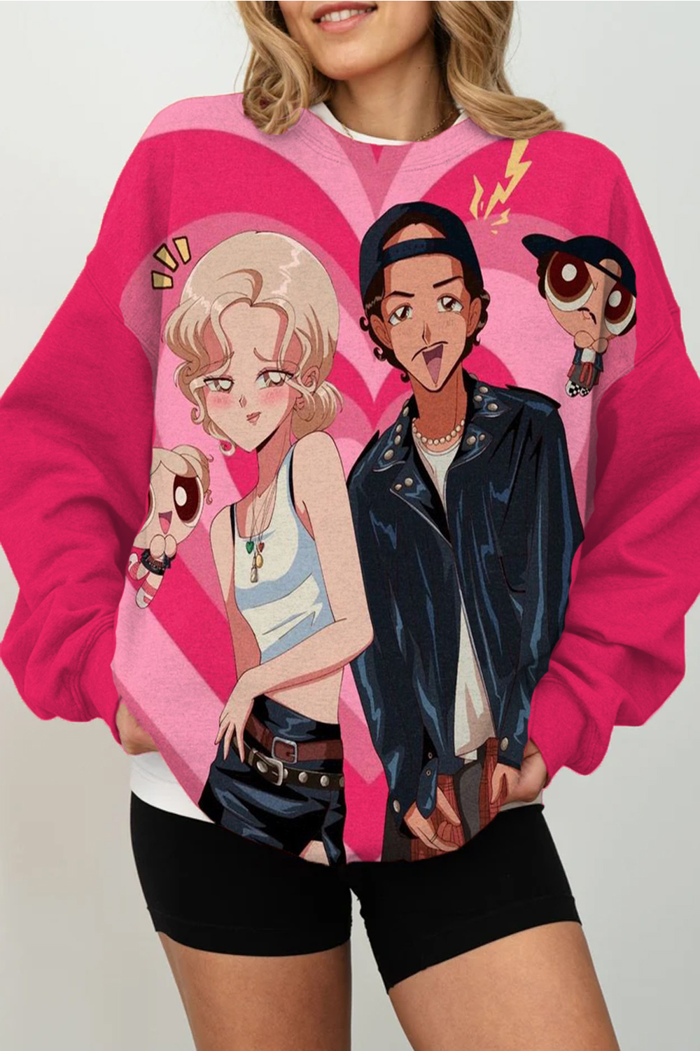 APT cute cartoon print round neck long sleeve sweatshirt