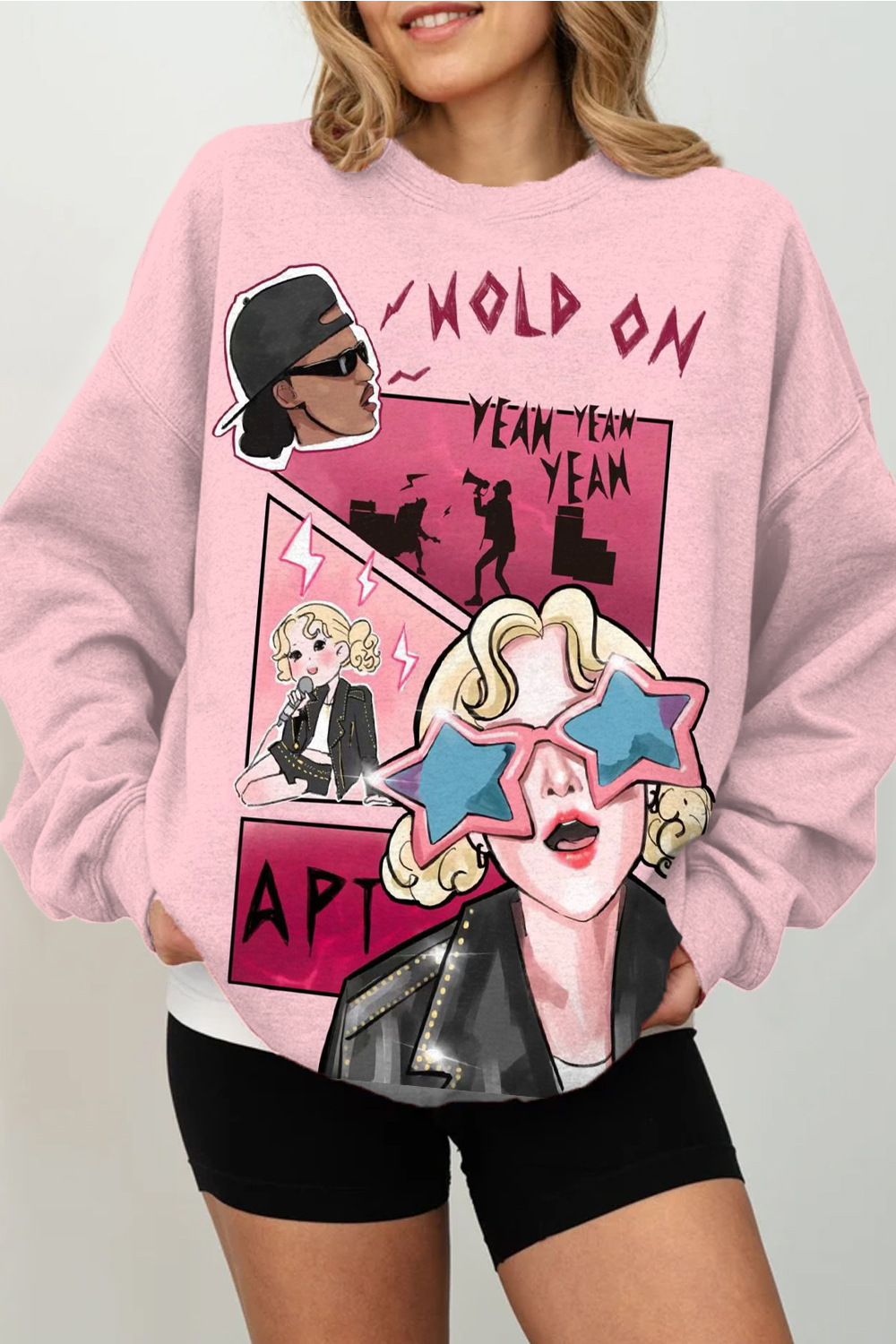 APT cartoon color matching print girls long sleeve sweatshirt