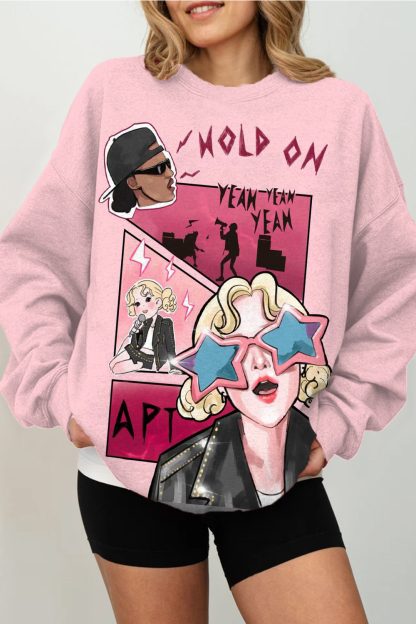 APT cartoon color matching print girls long sleeve sweatshirt