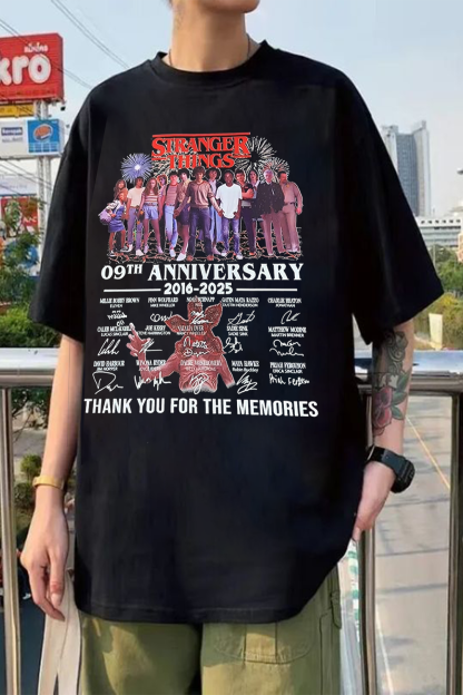 09th Anniversary 2016-2025 Strangers Things T-shirt