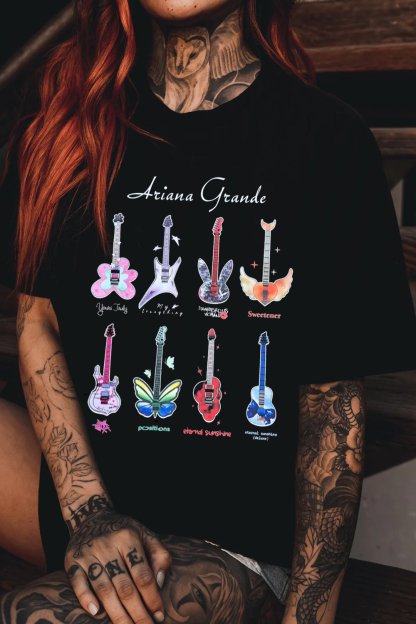 arianagrande guitar personalized print short sleeve t-shirt