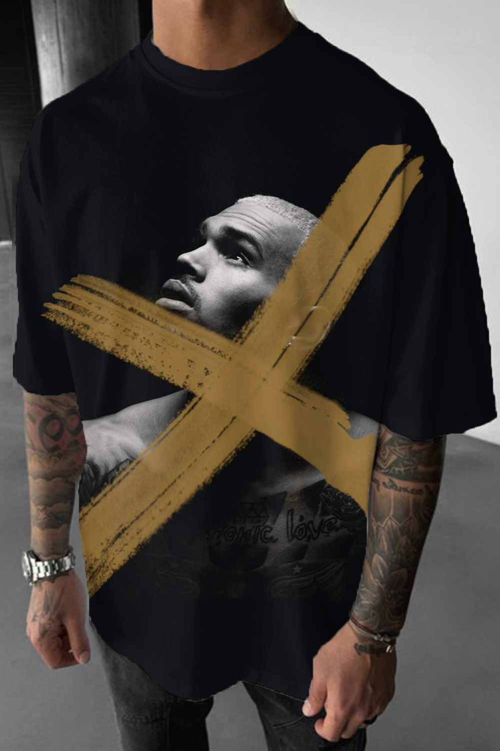 Chris Brown X Print Short Sleeve T-Shirt