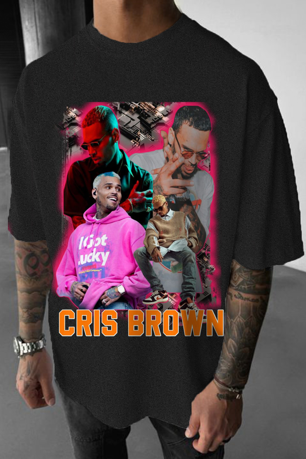 Chris Brown Men's Crew Neck Printed Short Sleeve T-Shirt