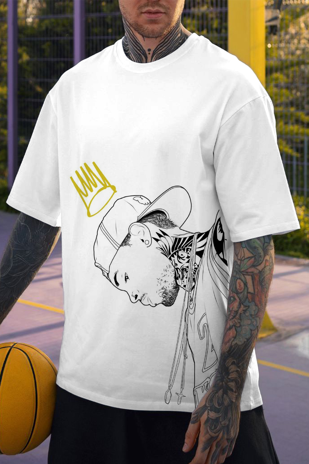 Chris Brown crew neck loose short sleeve T-shirt