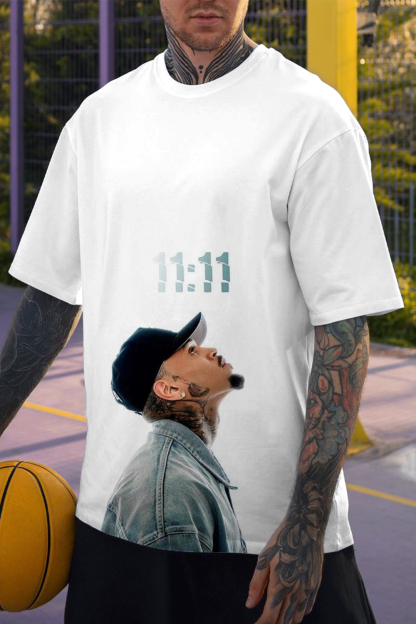 11:11 Chris Brown crew neck loose short sleeve T-shirt
