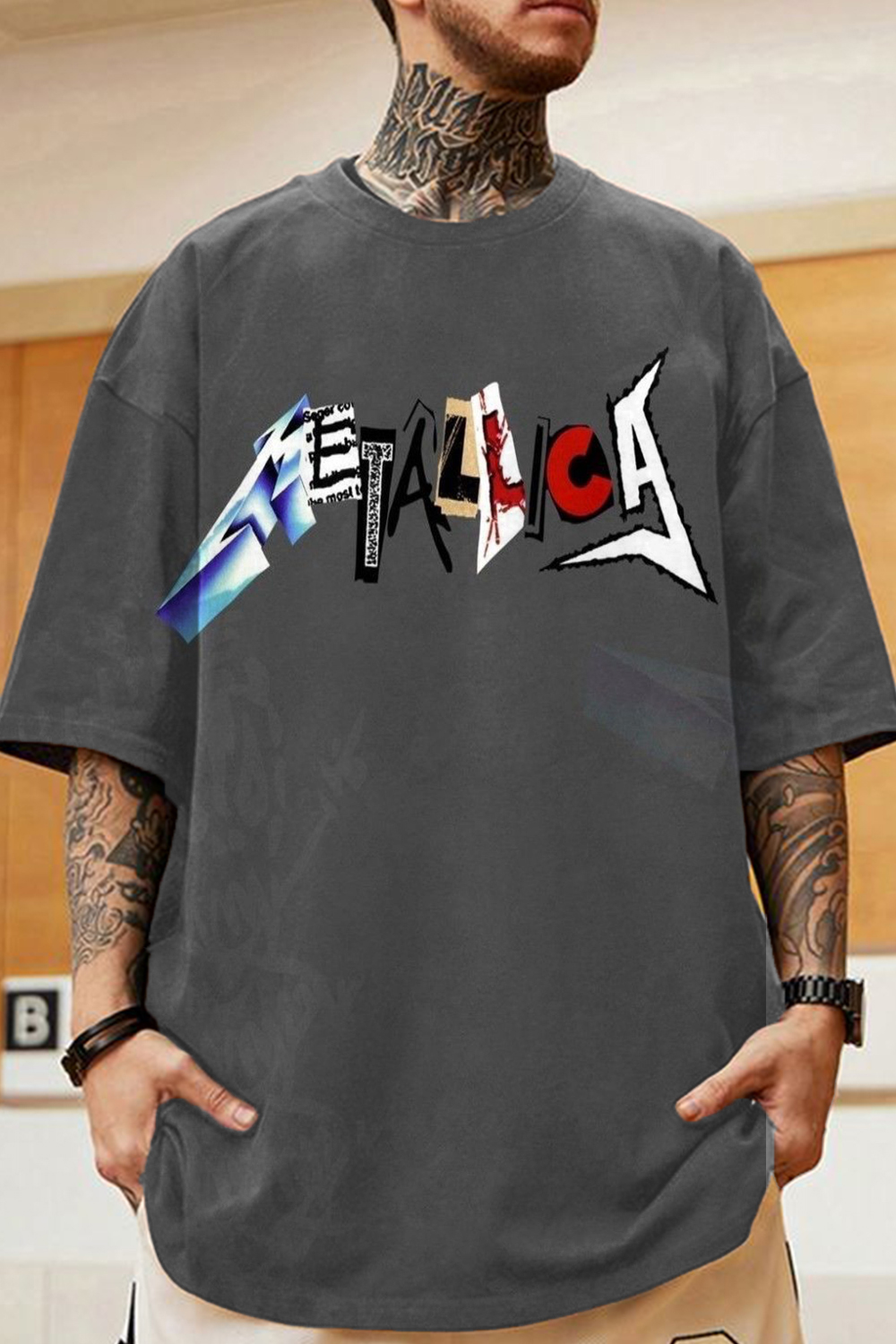 Metallica lettering casual short-sleeved T-shirt