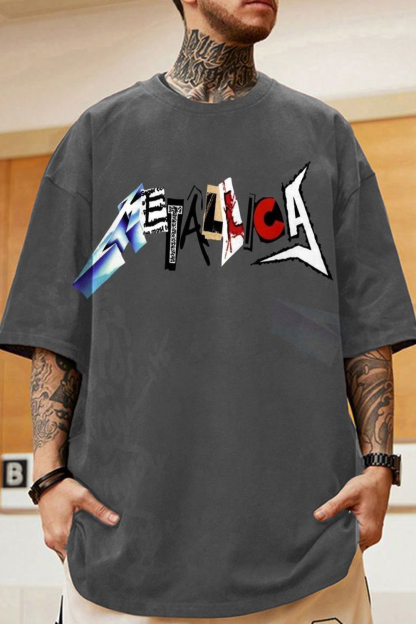 Metallica lettering casual short-sleeved T-shirt