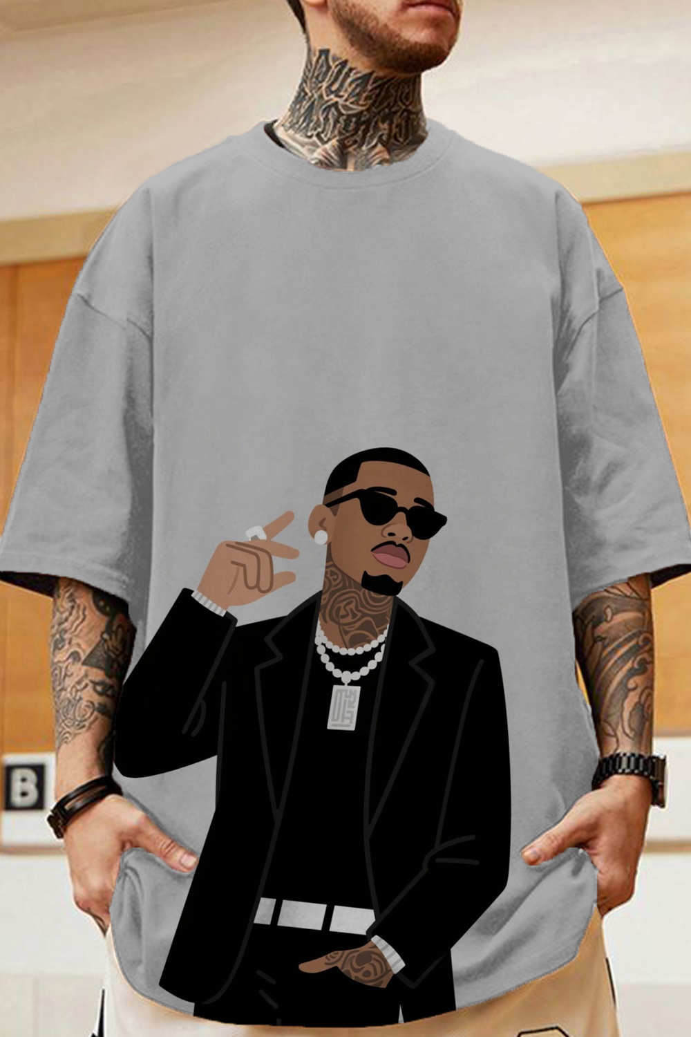 Cb oil painting colorblock men's short-sleeved T-shirt