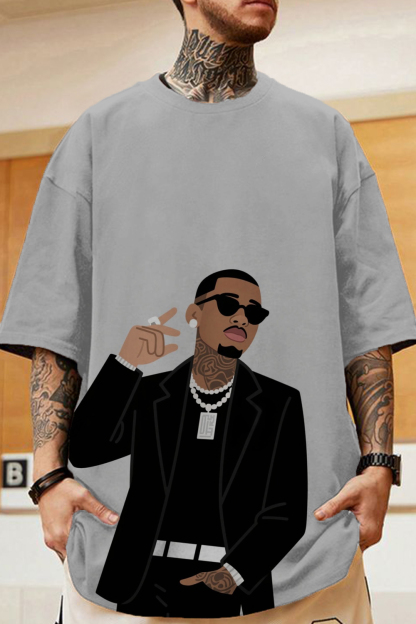 Cb oil painting colorblock men's short-sleeved T-shirt