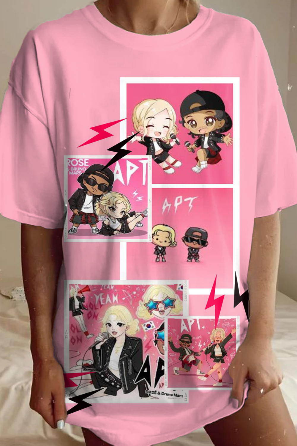 APT personalized cartoon print round neck short sleeve T-shirt