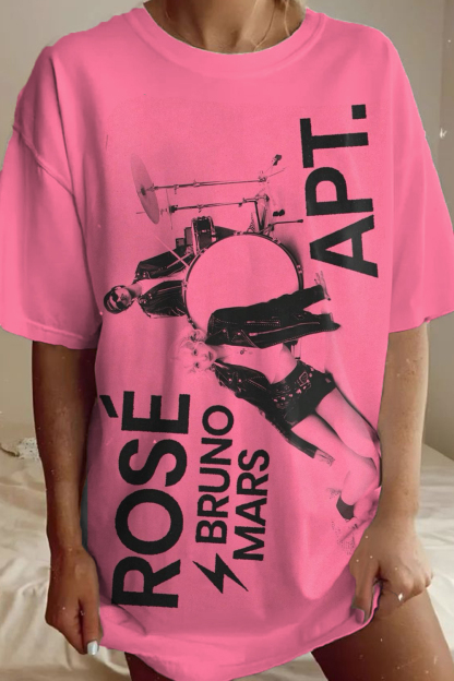 APT ROSE printed round neck short-sleeved T-shirt