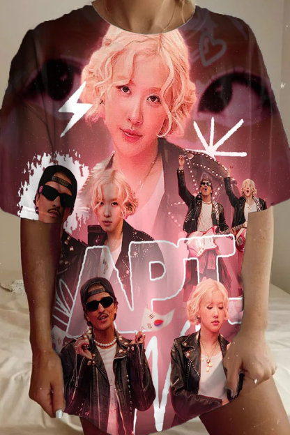 APT poster print round neck short sleeve T-shirt