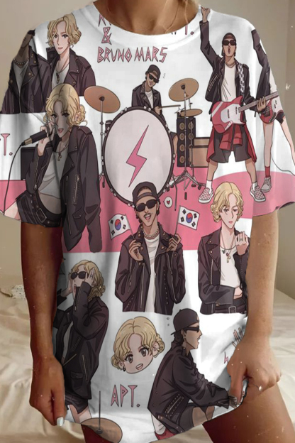 APT cartoon cute round neck short sleeve T-shirt