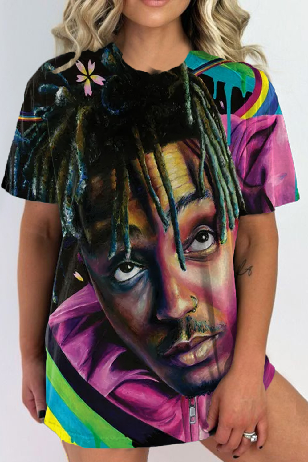 juice world personalized print ladies short sleeve t-shirt