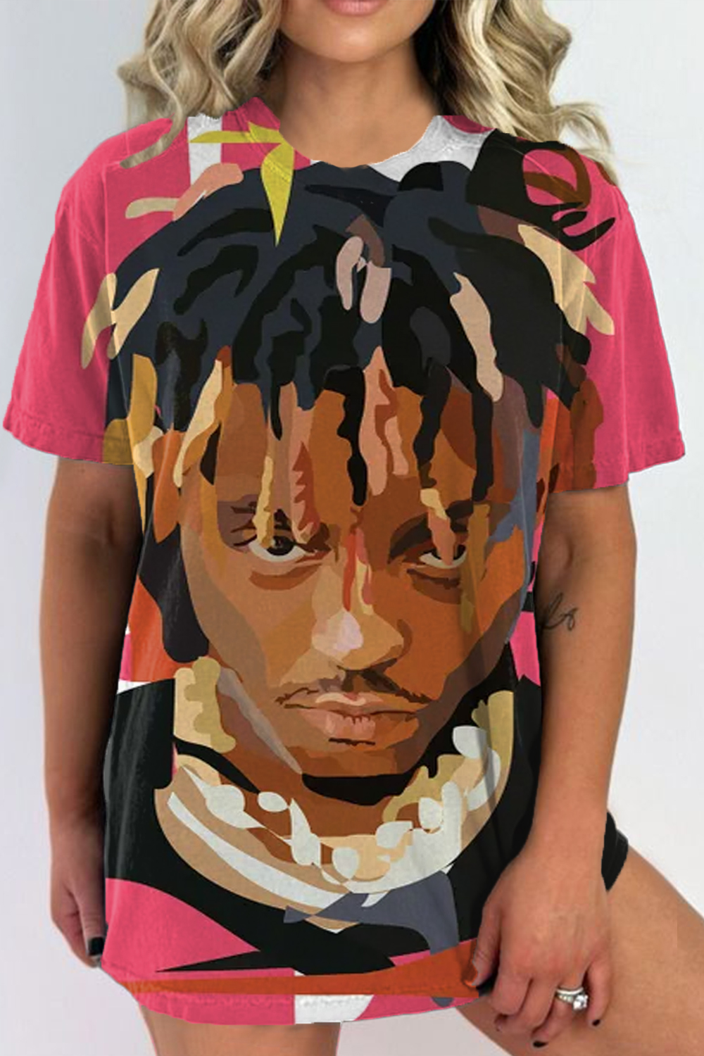 juice world oil painting personalized print ladies short sleeve t-shirt