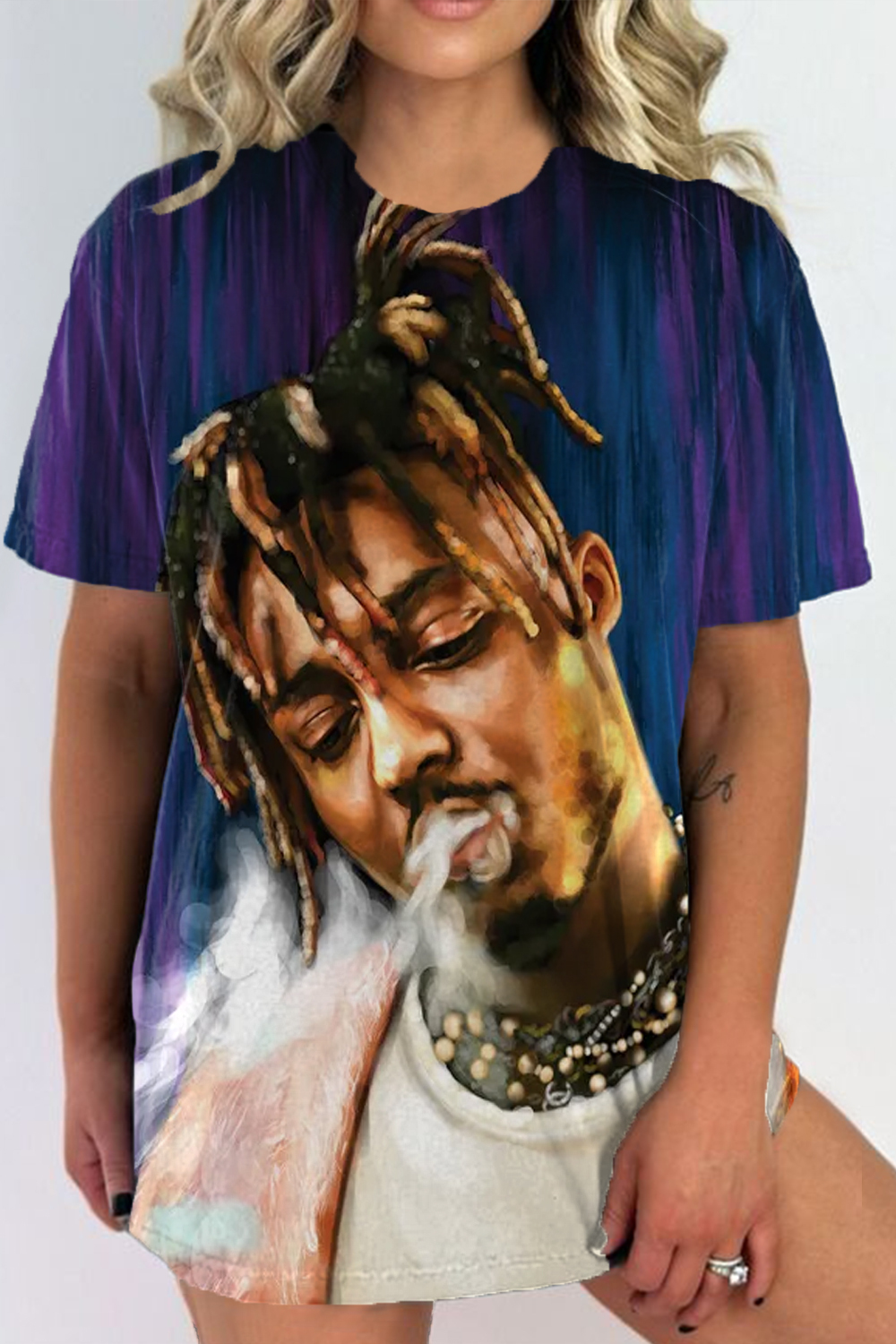 juice world oil painting ladies short sleeve t-shirt