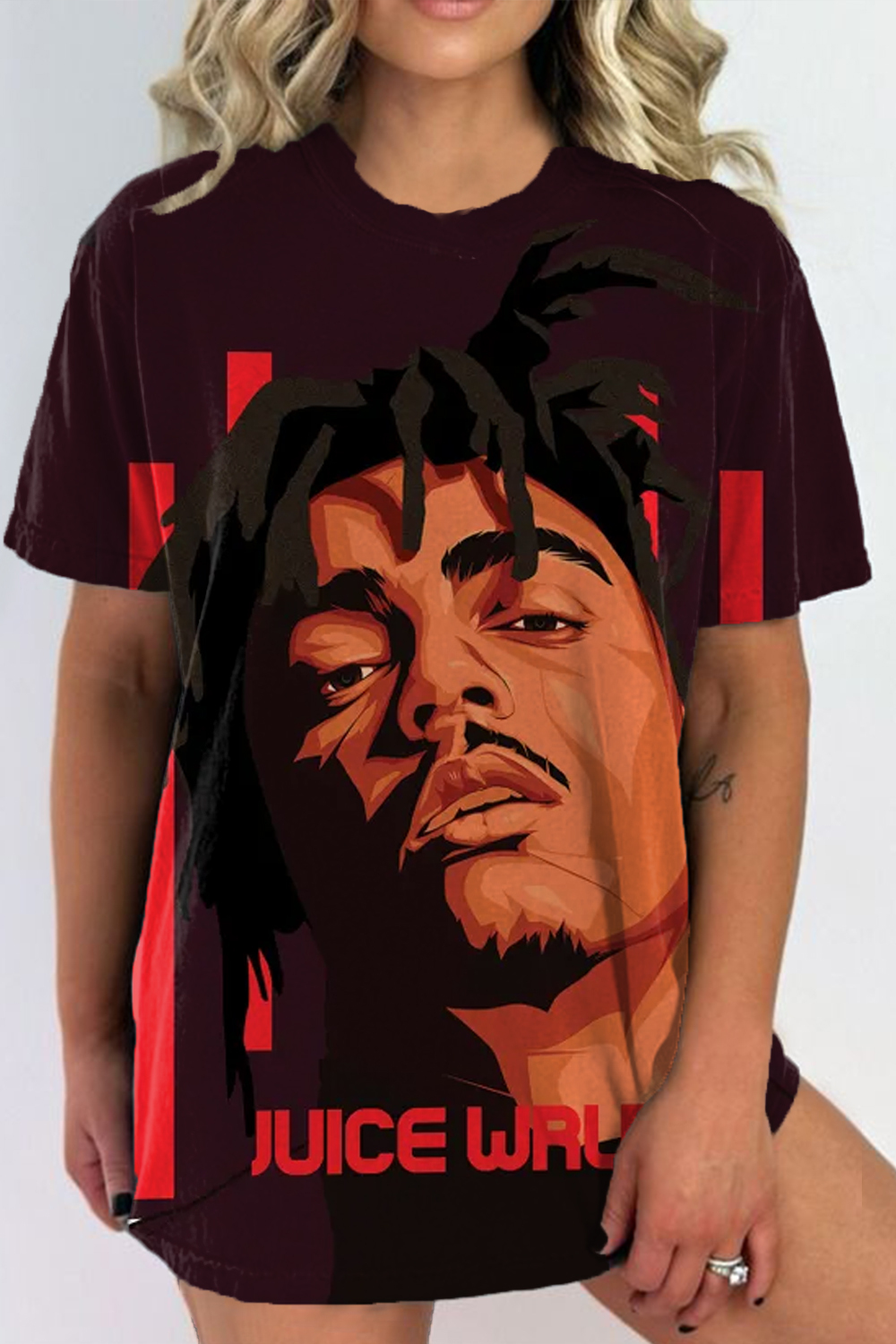 juice world oil painting poster loose ladies t-shirt