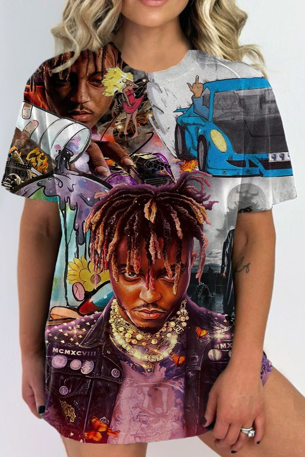 juice world round neck vintage ladies t-shirt