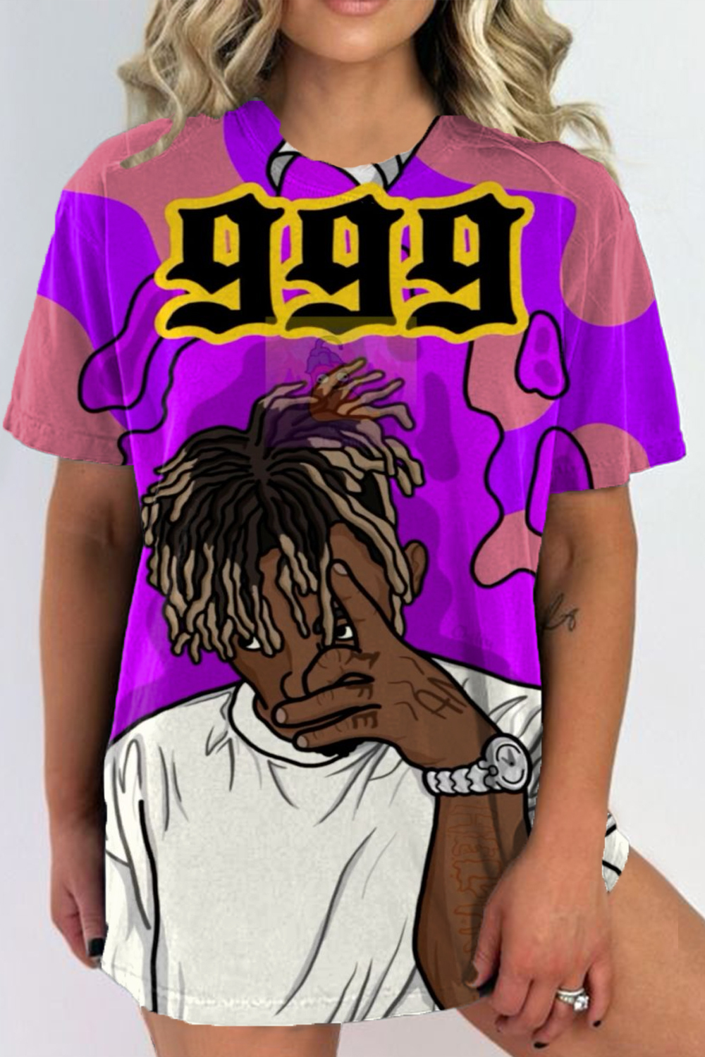 juice world-999 cartoon round neck ladies t-shirt