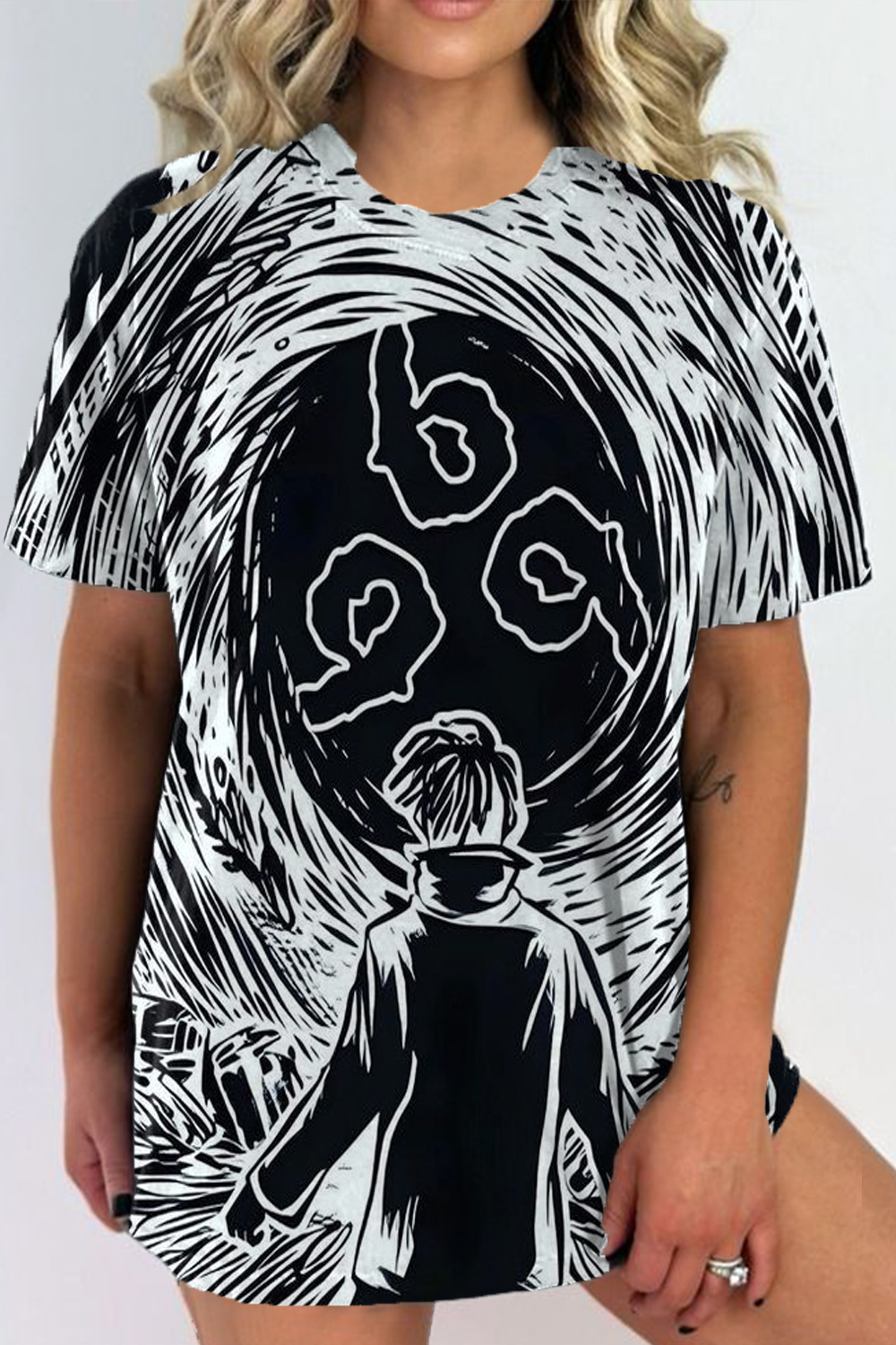 juice world-999 cartoon round neck ladies t-shirt