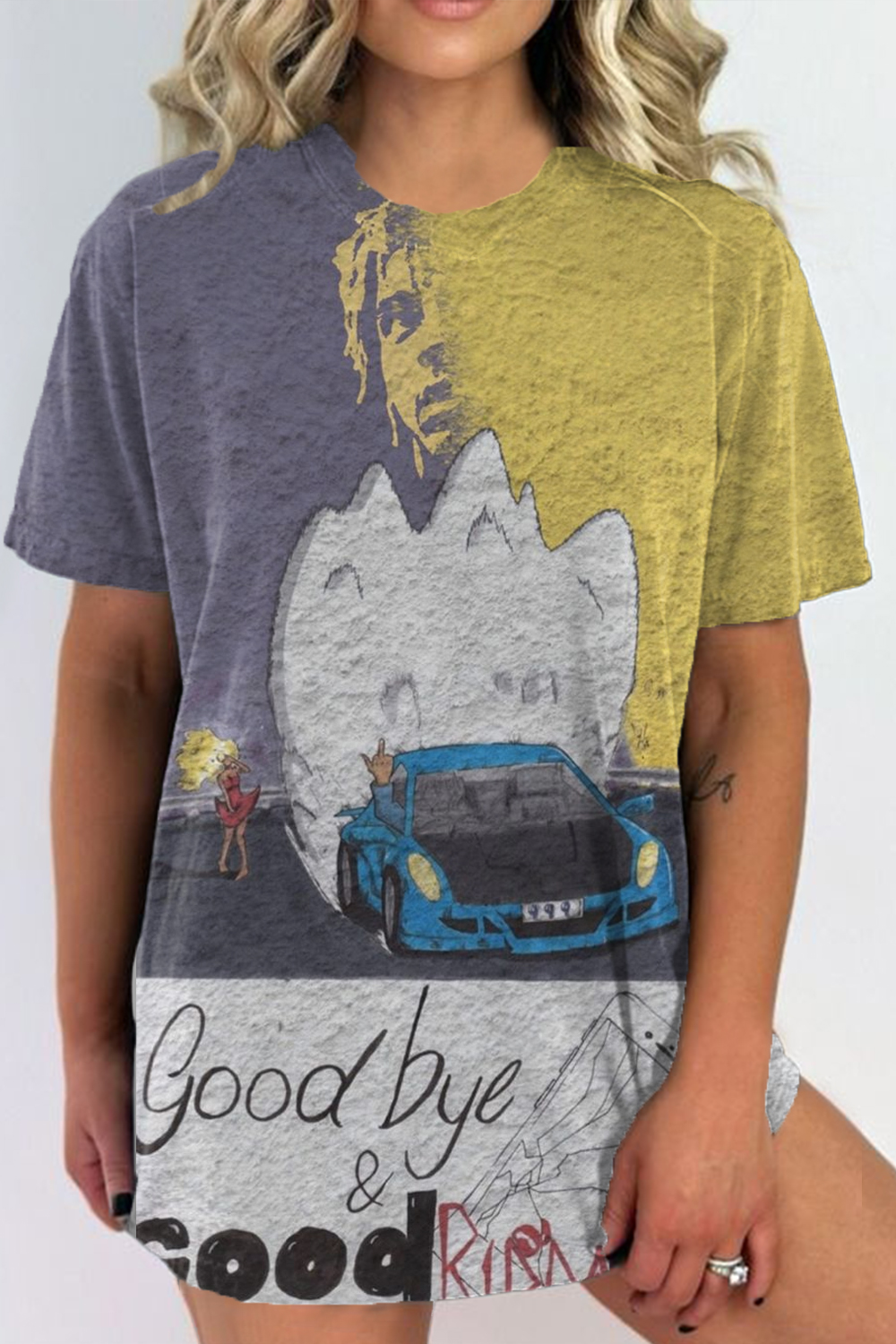 juice world-999 car round neck ladies t-shirt